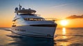 Luxury Yacht Sunset Royalty Free Stock Photo