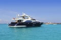 Luxury yacht in turquoise Illetes Formentera Royalty Free Stock Photo