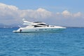 Luxury yacht in turquoise Illetes Formentera Royalty Free Stock Photo