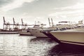 Luxury yachts in the bay near ocean port of Miami Beach Royalty Free Stock Photo