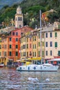 Luxury yachts in the bay of Portofino Royalty Free Stock Photo