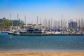 Luxury boats in Marina Del Rey harbor in Los Angeles County, Southern California Royalty Free Stock Photo