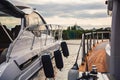 Luxury yachts close-up in marina