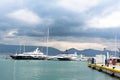 Luxury yachts at the dock. Marina Zeas, Piraeus,Greece Royalty Free Stock Photo