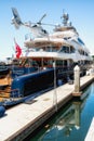 Luxury Yachts Docked in Marina. San Diego Marina Harbor, Fifth Avenue Landing.