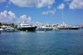 Luxury Yachts Docked in a Marina in St. Maarten Royalty Free Stock Photo