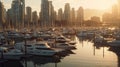 Luxury Yachts Docked in Sea Port Vell at Marine Parking of Modern Motor Boats