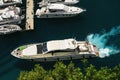 Luxury yachts dropped anchor in seaport of Monte Carlo, Monaco Royalty Free Stock Photo