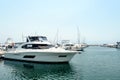 Luxury yachts and fishing boats parked at pier of Nelson Bay Royalty Free Stock Photo