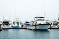 Luxury yachts and fishing boats parked at pier of Nelson Bay Royalty Free Stock Photo