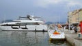 Luxury Yachts in the harbor of Saint Tropez - ST TROPEZ, FRANCE - JULY 13, 2020 Royalty Free Stock Photo