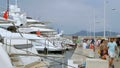 Luxury Yachts in the harbor of Saint Tropez - ST TROPEZ, FRANCE - JULY 13, 2020 Royalty Free Stock Photo