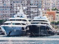 MONTE CARLO, MONACO - AUGUST 10, 2017: Luxury yachts in Monte Carlo port, Monaco Royalty Free Stock Photo