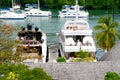 Luxury Yachts moored at Marigot Bay Resort and Marina Saint Lucia Royalty Free Stock Photo