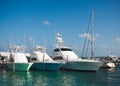 Luxury yachts moored in the marina of the Caribbean sea Royalty Free Stock Photo