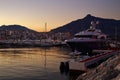 Luxury yachts and motor boats moored in Puerto Banus marina in Marbella, Spain Royalty Free Stock Photo