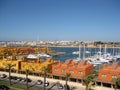 Luxury yachts and motorboats in the marina at Portimao. Portugal