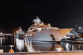 Luxury yachts at night marina Royalty Free Stock Photo