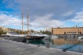 Luxury yachts at Port Vell marina, Barcelona, Spain.