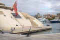 Luxury yachts at Port Vell marina, Barcelona, Spain.