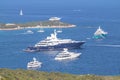 Luxury yachts at Porto Massimo bay at Sardinia Island, Italy Royalty Free Stock Photo