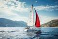 Luxury Yachts at Sea, Sailing Regatta, Sailing Sport in Ocean Waves, Generative AI Illustration