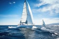 Luxury Yachts at Sea, Sailing Regatta, Sailing Sport in Ocean Waves, Generative AI Illustration Royalty Free Stock Photo