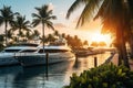 Luxury Yachts at Sunset: A Serene Resort Marina Escape Royalty Free Stock Photo