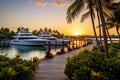 Luxury Yachts at Sunset: A Serene Resort Marina Escape Royalty Free Stock Photo