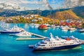 Luxury Yachts in a Tropical Marina Royalty Free Stock Photo