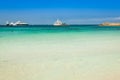 Luxury yachts in turquoise beach of Formentera Illetes Royalty Free Stock Photo