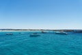 Luxury yachts in turquoise beach of Formentera Illetes Royalty Free Stock Photo