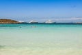 Luxury yachts in turquoise beach of Formentera Illetes Royalty Free Stock Photo