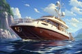 luxury yacth sailboat illustration illustration generative ai Royalty Free Stock Photo