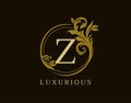 Luxury Z Letter Floral Design. Circle Royal Z Vintage Logo Icon Royalty Free Stock Photo