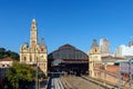 Luz Station with blue sky in Sao Paulo