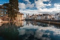 Luzern Skyline with Jesuit Church and Reuss River - Lucerne, Switzerland Royalty Free Stock Photo