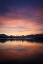 Vibrant sunrise and morning glow over Lake Lucerne in November Royalty Free Stock Photo
