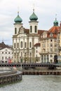 Jesuit Church along the river Reuss. Luzern, Switzerland Royalty Free Stock Photo