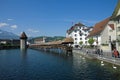 Luzern Switzerland wood bridge old city non croped