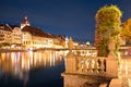 Luzern waterfront landmarks dawn view