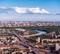 Luzhniki stadium from a height, panorama of Vorobyovy Gory