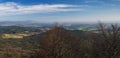 Luzicke hory wide panorama, panoramic view from Hochwald Hvozd one of the most attractive view-points of the Lusatian Mountains Royalty Free Stock Photo