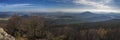 Luzicke hory wide panorama, panoramic view from Hochwald Hvozd one of the most attractive view-points of the Lusatian Mountains Royalty Free Stock Photo