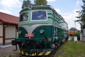 Luzna, Czech Republic - July 2, 2022 - The Railway museum Czech Railways in Luzna close Rakovnik - locomotive Bobina E 499.101
