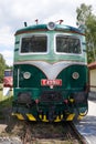 Luzna, Czech Republic - July 2, 2022 - The Railway museum Czech Railways in Luzna close Rakovnik - locomotive Bobina E 499.101