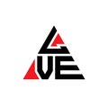 LVE triangle letter logo design with triangle shape. LVE triangle logo design monogram. LVE triangle vector logo template with red