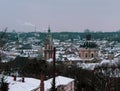 Lviv City in the evening. Central part of the old town of Lvov, cultural tourism center of Ukraine.Old historic building Royalty Free Stock Photo