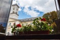 Lviv city view, city hall, panorama of historical city center, vacation