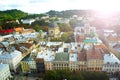 Lviv from the height anoramic view of Lviv city from the height of Lviv city hall, Ukraine. City background. Architecture backgrou